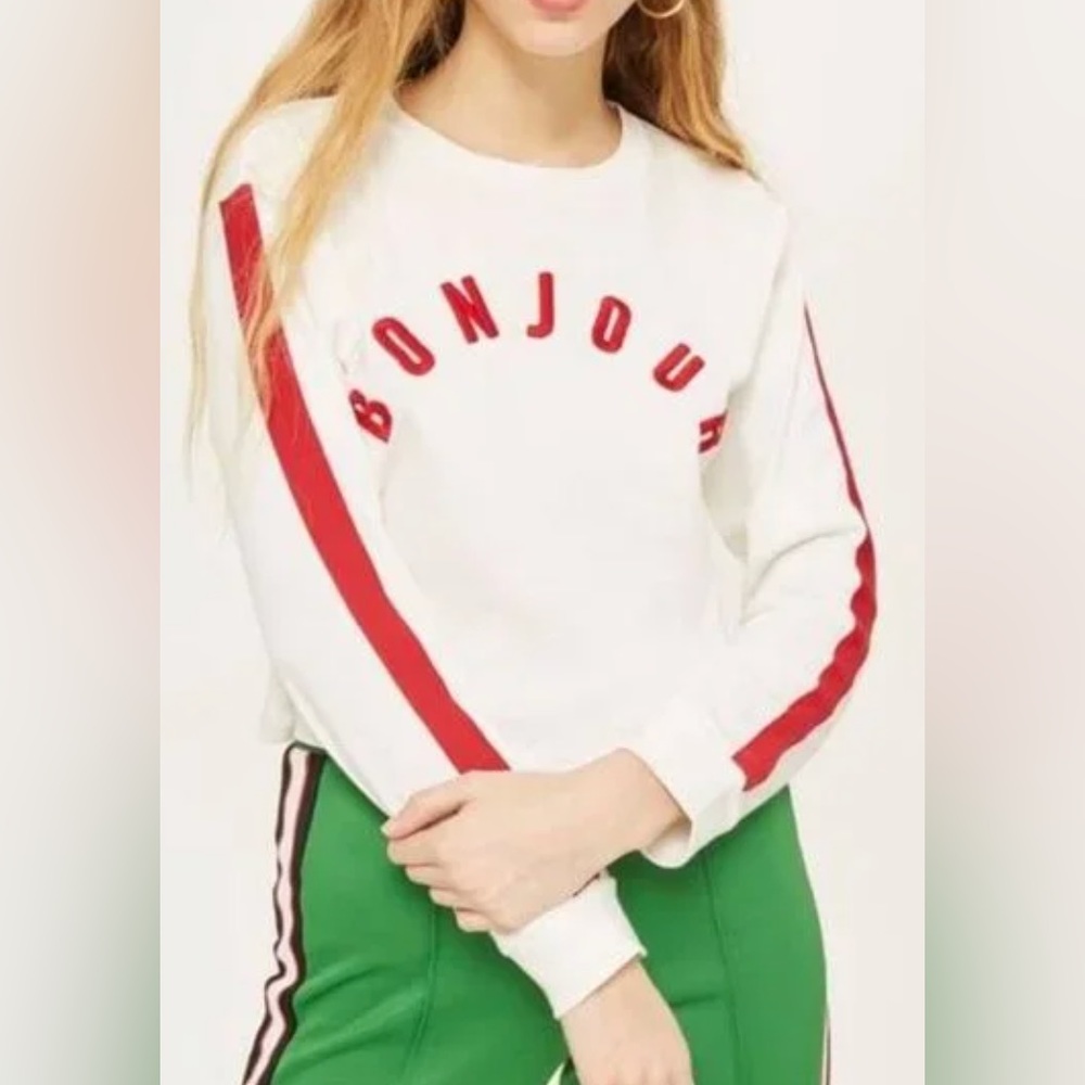 Topshop Bonjour Long Sleeve Crop Top Size 6